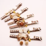 Wholesale Brown Bowtie Cat Collar with Lace Beads Bell and Breakaway Safety Buckle for Pets - Image 3