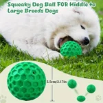 Tough Natural Rubber Dog Chew Toy Indestructible Squeaky Ball for Aggressive Chewers Beef Flavor Hexagonal Design Dental Health - Image 2