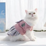 College Style Dog Dress for Small Dogs, Plaid Skirt, Pink,Blue,Green, Spring Dog Clothes, Cat, Chihuahua, XL - Image 4