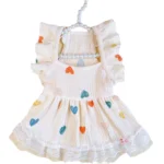 Pet Light Yellow Heart-shaped Little Fly Sleeve Dress Cat and Dog Four Season Vest Puppy Clothes Dog Dresses for Small Dogs - Image 5