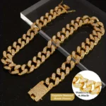 Pet Dog Collar Cat Cuban Chain Diamond Walking Metal Chain Collar with Design Secure Buckle Jewelry Accessories Cuban Collar - Image 5
