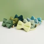 Velvet Cat Collar Bowknot Personalized Collar for cats Cat Supplies cat collar belt with bell and a bow - Image 3