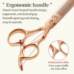 Fenice 6.5/7.0 inch JP440C Rose gold Pet Dog Grooming Routined/Serrated Curved Scissors Traceless/V-shaped Teeth Thinning Shears - Image 6