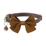 1/4PCS Brown Winter Dog Collar Bowknot Puppy Chihuahua Collars with Bell Adjustable Safety Buckle Cats Bow Tie Pets Accessories - Image 2