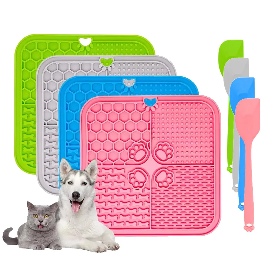kf-S43af7f166be74646a7ed87575d5326b7g 11 Colors Pet Slow Feeding Mat With Spatula Silicone Suction Cup Dog Cat Licking Mat Increase Eating Fun Slow Feeding - Image 1