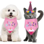 Cute Pet Birthday Caps/Bibs Design Headwear Triangle Scarf Hat Tie Collar Cat Dog Costume Pets Accessories Decoration Supplies - Image 2