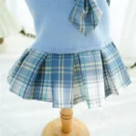 College Style Dog Dress for Small Dogs, Plaid Skirt, Pink,Blue,Green, Spring Dog Clothes, Cat, Chihuahua, XL - Image 5
