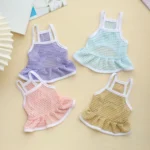 Pet Dress Mesh Breathable Cool Strap Skirt Solid Color Simple Cat and Dog Skirt - Image 6