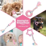 Dog Chew Toys for Cleaning Teeth Pink Soft Rubber Bone Funny Ball Interactive Donut Treat Set for Small Medium Dogs Pet Gifts - Image 5