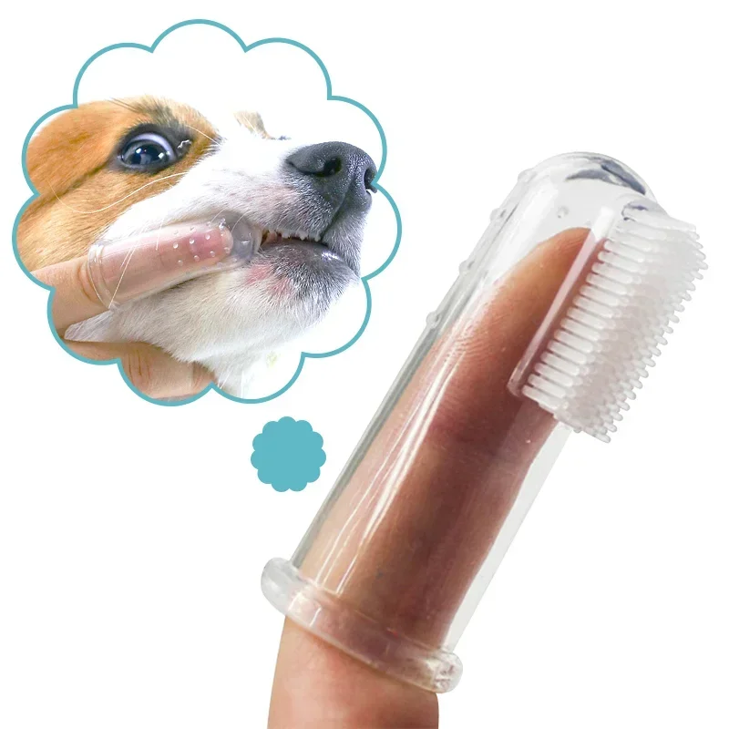 kf-S4a54fb37a3c04b1e82ff5c6b8cd866b7R Super Soft Pet Finger Toothbrush Teddy Dog Brush Bad Breath Tartar Teeth Care Tool Dog Cat Cleaning Silicagel Pet Supplies - Image 1