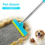 Carpet Rake for Pet Hair Removal , Dog Cat Fur Remover Rubber Broom, Stainless Steel Long Handle Lint Shaver Cleaner Tools - Image 2