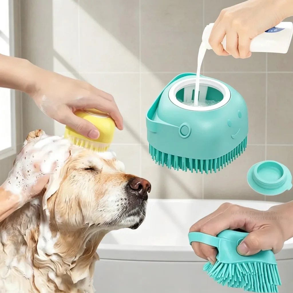 kf-S4ad0b66ce96a457bb843445ee94208afw New Bath Massage Brush Bathroom Multifunctional Puppy Big Dog Cat Soft Safety Silicone Pet Accessories for Dogs Cats Tools - Image 1