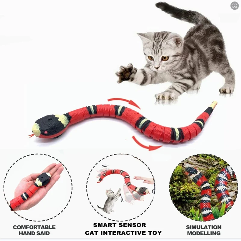 kf-S4af562c6943f4497981ea8fdf53e1d65U Automatic Cat Toys Interactive Smart Sensing Snake TeaseToys for Cats USB Charging Cat Accessories for Pet Cats Game Play To - Image 1