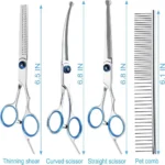 Professional Pet Grooming Scissors Set Stainless Steel Straight Curved Thinning Shears with Comb and Case for Dogs Cats - Image 6