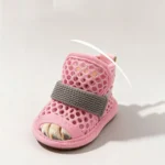 4Pcs Cute Mesh Dog Shoes Soft-sole Non-slip Cooling Dog Boots Elastic Strap Wear-resistant Dog Foot Cover For Small Medium Pets - Image 4