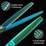 Fenice High-grade 7.0/7.5 inch JP440C Fluorescent Green Pet Grooming Scissors Shears Cutting&Curved&Thinner Set for Dog Groomer - Image 3