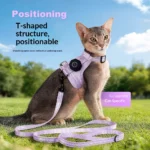 Cat Harness and Leash Set Escape-Proof Reflective Cat Vest with AirTag Holder Lightweight Adjustable Harness for Walking Outdoor