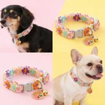 Pet Collar With Bell Colorful Flower Dog Puppy Kitten Collar Adjustable Safety Bell Ring Necklace Pet Accessories - Image 2
