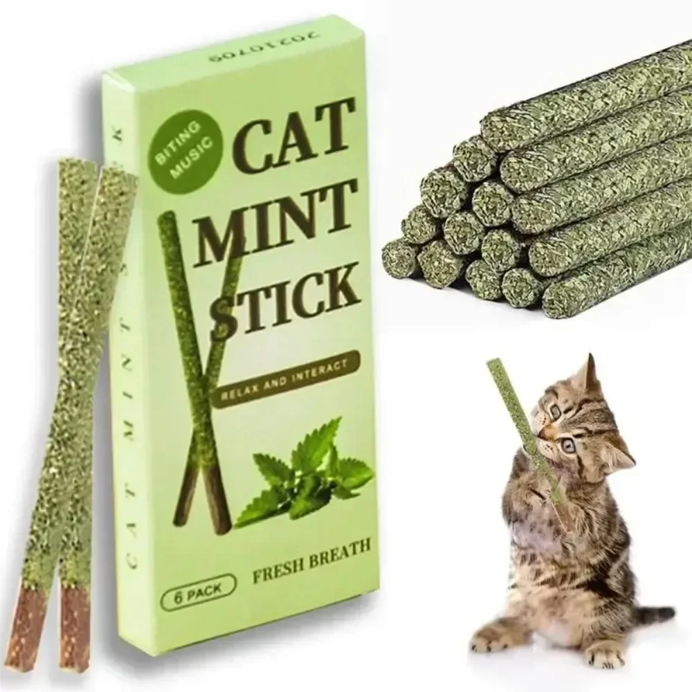kf-S4fdc15550e884365a139ec493a7bd2a2o 6pcs Natural Matatabi Cat Stick Mint Caught Bite Excited Rods Silvervine For Cat Teeth Cleaning Treating Pet Supply Cat Toys - Image 1