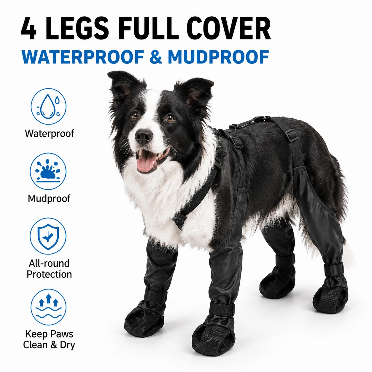 kf-S51470c7511994942b90be2bcb8ebeb26n Dog Full-Leg Waterproof Protectors Mud & Stain Resistant Non-Slip Dog Shoes Perfect for Medium & Small Pet Breeds in Rainy Days - Image 1