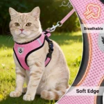 Escape Proof Cat Dog Harness with Lead Leash Adjustable Vest Breathable Reflective Chest Strap for Small Cats Puppy Accessories