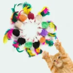1PC Cat Interactive Cute Soft Wool Fake Mouse Colorful Feathers Fun Play Training Cat Kitten Pet Supplies