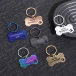Custom Text Dog Tags Personalized Name Dog Cat ID Tag Bone Shaped Pendant Laser Engraving Address Number Customized Pets ID Tag