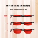New 2 in 1 Collapsible Dog Travel Bowl Double Bowls Folding Food Water Bowl Portable Hangable Dog Feeder for Outdoor Dog Product - Image 4