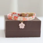 Japanese Sakura Dog Choker Engraved Glitter Puppy Cat Collar Pendant Pet Collar Pet Accessories Paw - Image 3