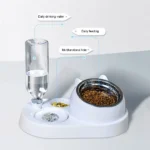 Food Container with Waterer Pet Waterer Feeder 2-in-1 Cat Bowl Water Dispenser Automatic Water Storage Pet Dog Cat Food Bowl - Image 4