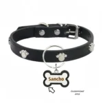 Customized Leather Dog Collar With Bone-Shaped Pet Tag, Double-Sided Engraved Pet Name And Phone, Metal Decoration Anti-Lost Foo - Image 6