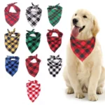 Large Pet Scarf Bandana for Dogs Cotton Plaid Washable Bow Tie Collar Cat Puppy Triangular Scarf Bib - Dog Accessories