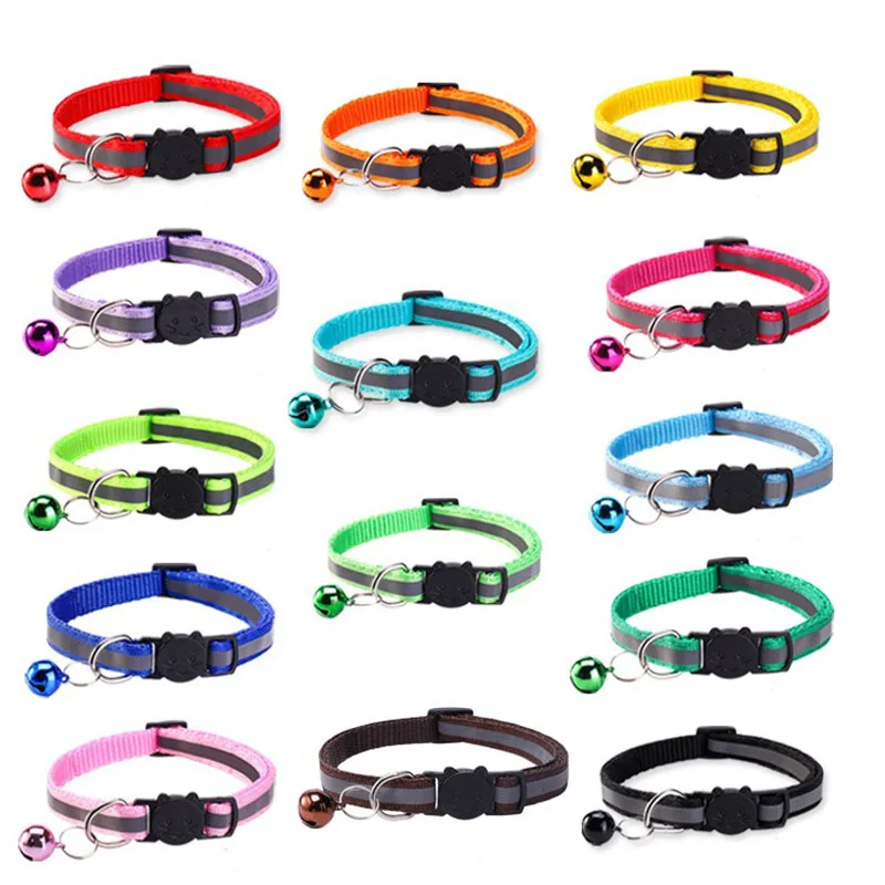 kf-S56aadd278869451a9b48b92f314d71a7U Cat Collar with Bell Cats Necklace Kitten Collar Breakaway Collar Anti-strangling Armrests for Cat Necklace Pet Strap MBO02 - Image 1