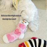 Novel Sock Style Plush Dog Toy Soft Fuzzy Interactive Play Doll Cute Eye Design Safe Bite Toy for Puppies Daily Entertainment - Image 2