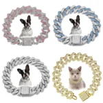 Link Chain Dog Diamond Chain Collar Hip Hop Inlaid Rhinestone Bling Diamond Dog Necklace Luxury Shiny Bling Pet Crystal Necklace - Image 4