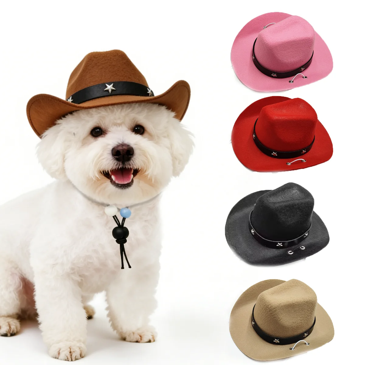 kf-S598a7edae8fd42ab8338a6d189e44a57w Pet Stylish Western Cowboy Hat Adjustable Headwear For Outdoor Summer Cat &Dog Accessories Travel Photography Decoration. - Image 1