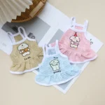 Dog Summer Skirt Breathable Cool Pet Strap Mesh Dress Cartoon Pet Clothing