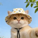 Summer Cat Dog Sunscreen Hat with Printed Checkered Pet Fisherman Hat Suitable for Cats Small Medium-sized Dogs Outdoor Supplies - Image 3