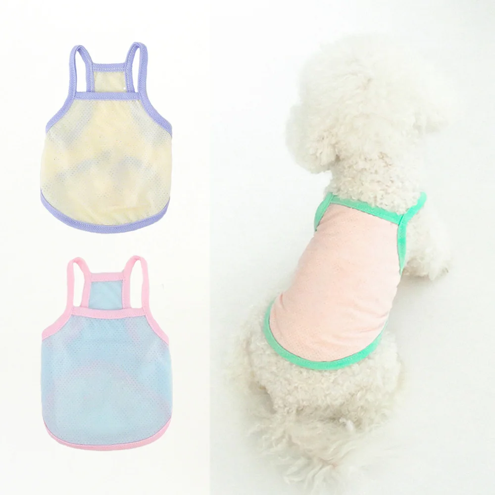 kf-S5c5aea100b90453e85b59e121135ded89 Pet Summer Breathable Ice Silk Cooling Strap Dog Cool and Comfortable Cool Clothes Solid Color Simple Dog Clothes - Image 1