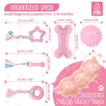 Soft Dog Chew Toys Pink Rubber Bone Toy Durable Molars Training Ball Toy Chihuahua Yorkie Interactive Treat Toys Pet Supplies - Image 6