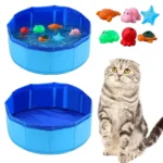 Foldable Cat Pool Toy Play Water Bath Tub for Dogs and Cats Summer Cool Pet Cleaning Basin with Turtle Starfish Octopus Design - Image 3