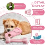 Soft Dog Chew Toys Pink Rubber Bone Toy Durable Molars Training Ball Toy Chihuahua Yorkie Interactive Treat Toys Pet Supplies - Image 4
