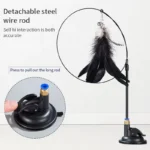 Interactive Cat Toy Handfree Cat Stick Kitten Playing Teaser Wand Toy Suction Cup Feather Wand Pet Supplies Simulation Feather - Image 3