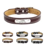 Custom Bling Leather Dog Collar with Name, Solid Personalized Engraved Puppy ID Collars, Small Medium and Large Dogs, XS-L - Image 3