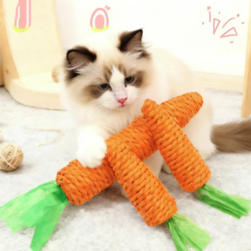 kf-S5f842dda70df4a1d9e76163460a736f7t Fun Cat Teething Stick Sound Carrot Cuddle Toy Anti-Bite Scratch Board Pet Supplies for Interactive Entertainment - Image 1