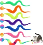 Cat Interactive Toys Cute Worm-Shaped Cat Elastic Ball Tail-equipped Cat Teasing Indoor Cat Worm Caterpillar Elastic Toy - Image 2