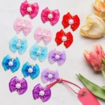 100pcs Bulk Pet Dog Hair Accessories Dog Hair Bows with Diomand Lace Rubber Band Grooming for Small Dogs Puppy Bows Pet Supplies - Image 9