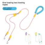 Dog traction, one tow, two explosion-proof dual head dog walking rope, contrasting color cloud foam handle, P rope, pet supplies
