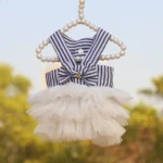 Dog Summer Dress Cat Lace Skirt Pet Clothing Chihuahua Stripe Skirt Puppy Cat Princess Apparel Cute Puppy Clothe Dog Accessories - Image 5