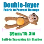 Durable Long-Legged Monkey Squeaky Plush Dog Toy, Bite Proof Interactive Toy for Aggressive Chewers, Training Toy for All Size - Image 2